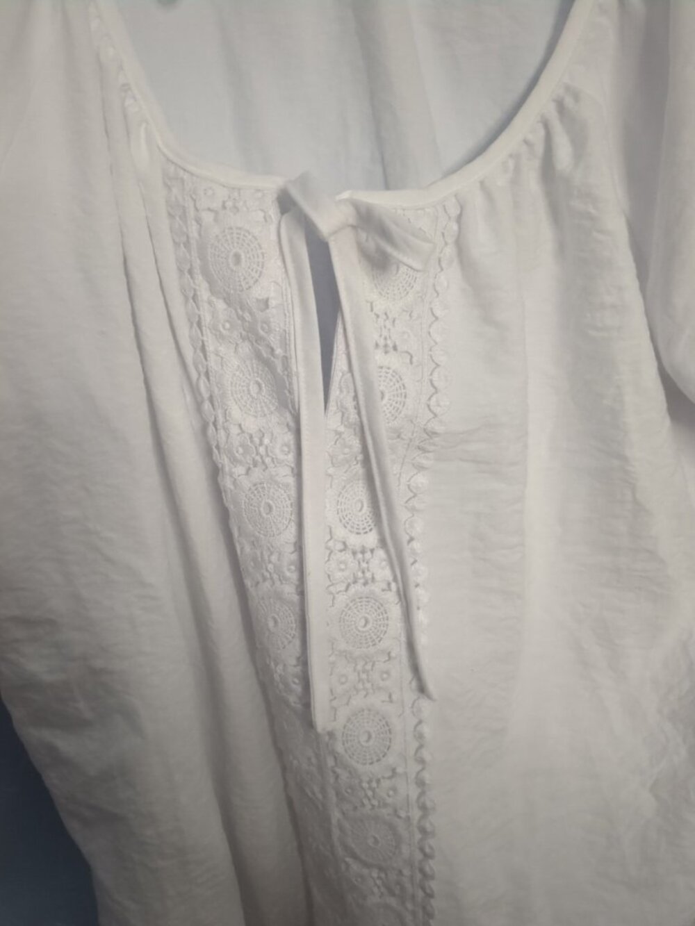 Olivia And Martin White Peasant Blouse Women Sz 3X Beach Summer Embroidered - Picture 11 of 12